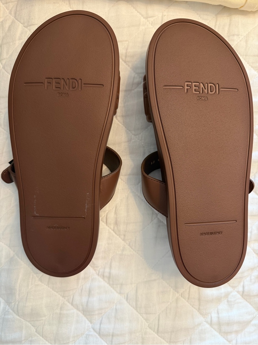 Fendi FF FeelsBrown Logo Slide Sandals - Picture 3 of 6
